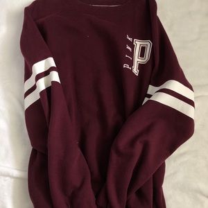 PINK maroon crew neck sweatshirt